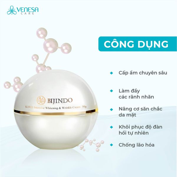 Kem Dưỡng Trắng & Cải Thiện Nếp Nhăn BIJINDO KIREI Intensive Whitening & Wrinkle Cream 50g