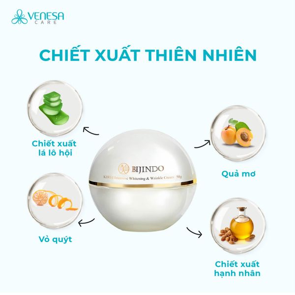 Kem Dưỡng Trắng & Cải Thiện Nếp Nhăn BIJINDO KIREI Intensive Whitening & Wrinkle Cream 50g