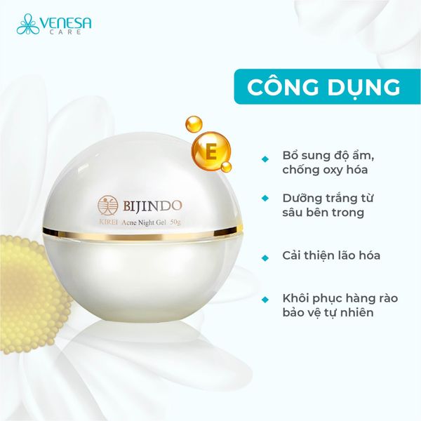 Gel Dưỡng Ẩm Ngừa Mụn BIJINDO KIREI Acne Night Gel 50g