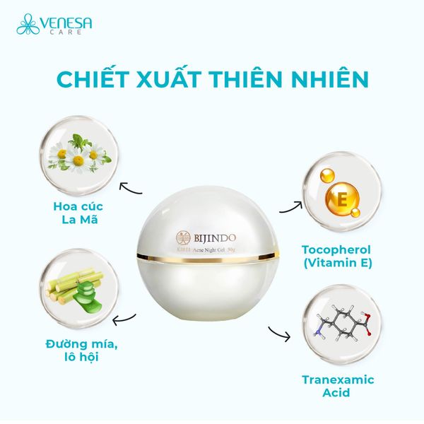 Gel Dưỡng Ẩm Ngừa Mụn BIJINDO KIREI Acne Night Gel 50g