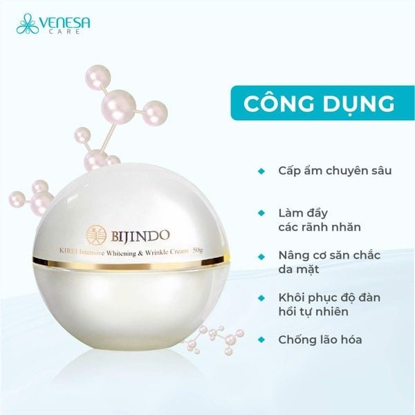 Kem Dưỡng Trắng & Cải Thiện Nếp Nhăn BIJINDO KIREI Intensive Whitening & Wrinkle Cream 50g (BJD)