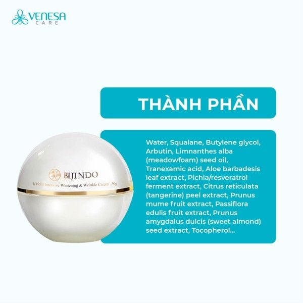 Kem Dưỡng Trắng & Cải Thiện Nếp Nhăn BIJINDO KIREI Intensive Whitening & Wrinkle Cream 50g (BJD)