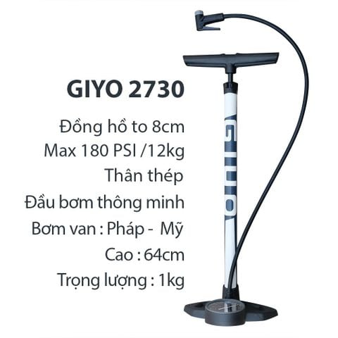 Bơm xe đạp Giyo to GF 2730 thép 180 psi