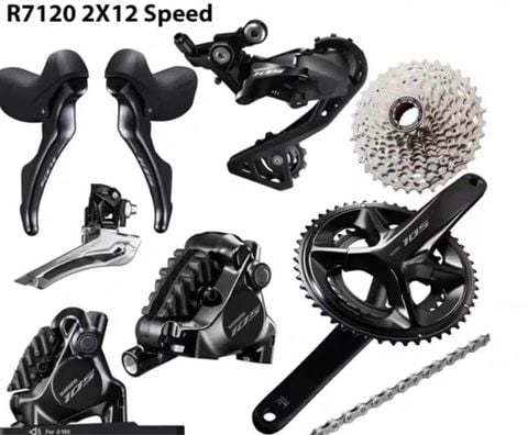 Bộ Group Shimano 105 R7120 phanh đĩa có đĩa và BB