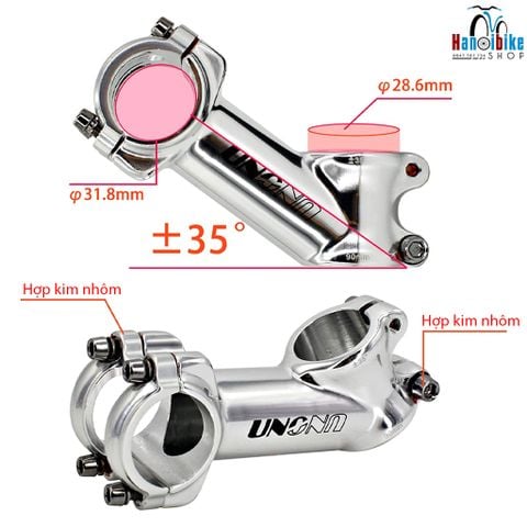 Potang xe đạp nhôm UNO góc nghiêng 35 độ 31,8mm cho Fixed Gear, MTB, Road