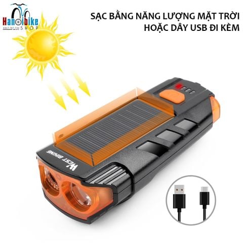 Đèn tích hợp còi sạc năng lượng mặt trời siêu sáng