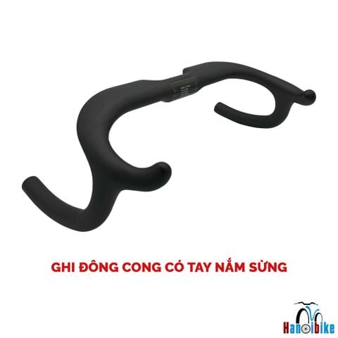 Ghi đông cong carbon cho xe đạp có góc tỳ nắm chống mỏi
