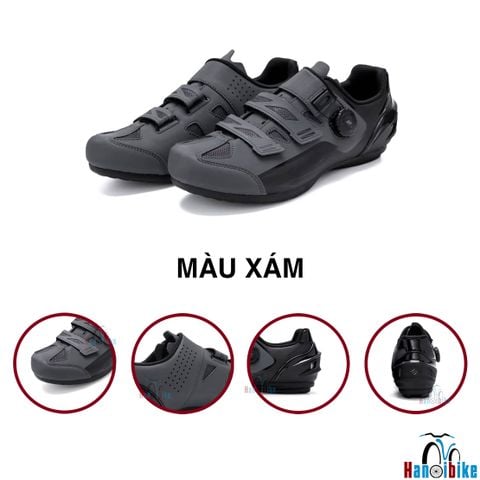 Giày đạp xe chuyên dụng không cá SANTIC CARIBBEAN khoá vặn màu xám