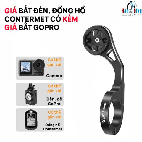 Giá treo đèn, đồng hồ contermet kèm giá GoPro hiệu West Biking