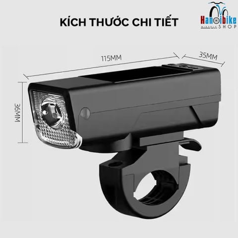 Đèn trước xe đạp tích hợp còi và cảm biến Contermet BK3201 siêu sáng