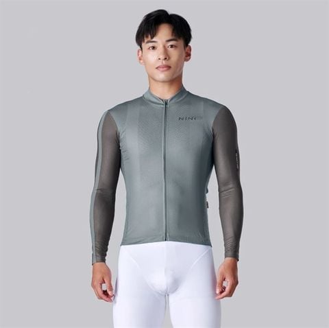 Áo đạp xe dài tay NENK ELITE màu xám Plain LS Jersey Kline