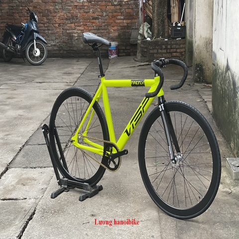 Xe đạp Fixed Gear VISP FIREPLY vàng chanh càng carbon 3T siêu nhẹ đồ cơ bản