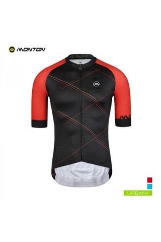 Áo đạp xe ngắn tay Monton cheker black red