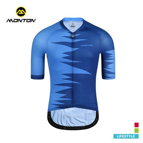 Áo đạp xe ngắn tay Monton Road Blue nửa xanh đậm xanh nhạt