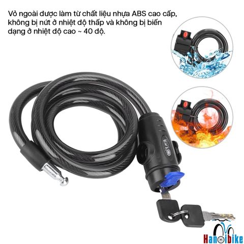Khóa dây có chìa Jizhou kèm bộ treo khóa bắt cốt yên/khung xe đạp