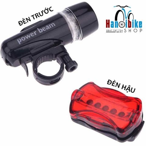 Combo đèn trước+sau cho xe đạp thương hiệu Power beam WJ-101