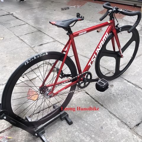 Xe đạp Fixed Gear tsuanmi SNM 100 Đỏ 3 đao trước lắp thêm phanh phụ