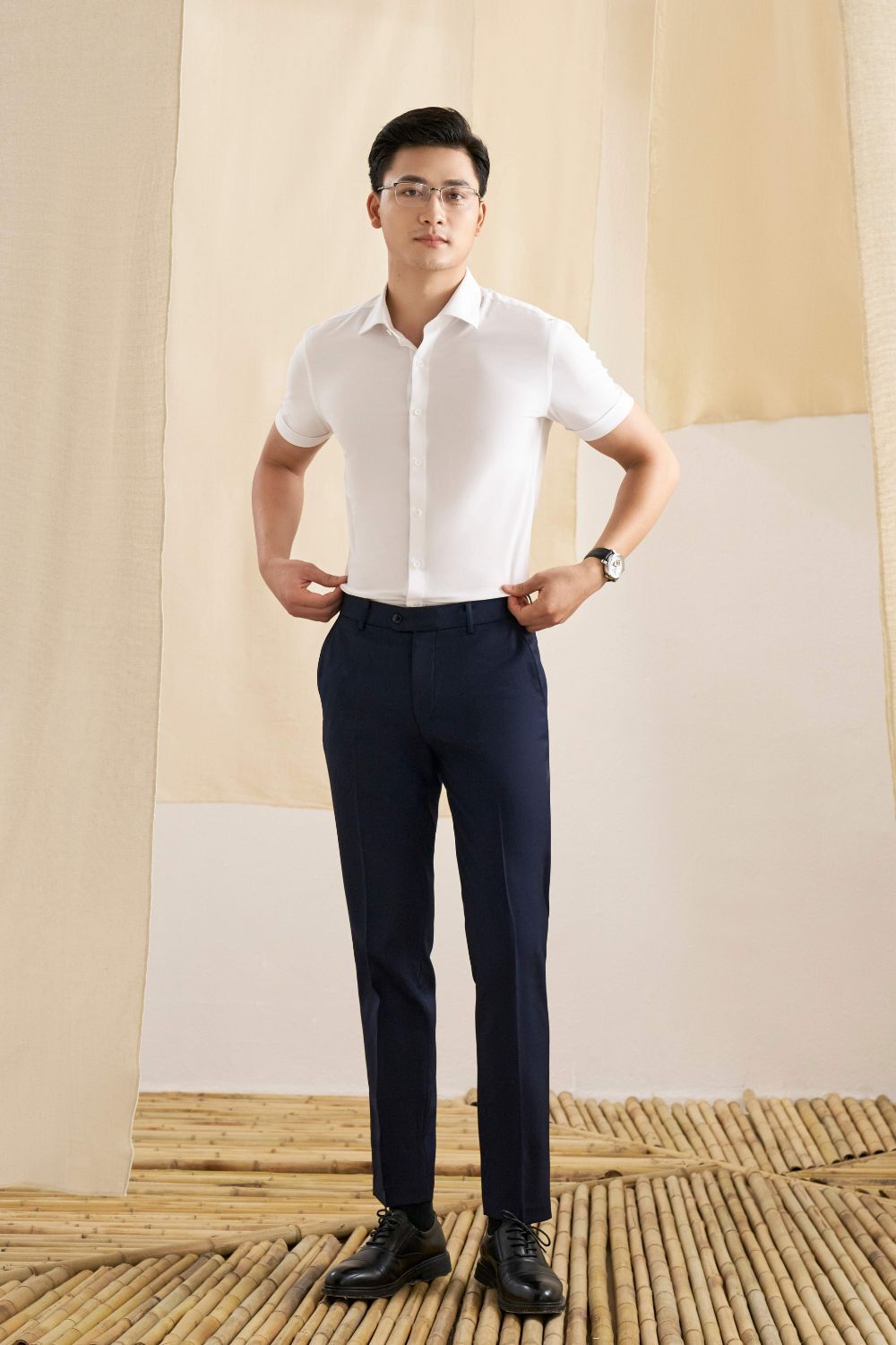 Áo Sơ Mi Ngắn Tay Knit Nhật Chống Nhăn, Chống Tia Cực Tím, Kháng Khuẩn 7SMCB302TRK