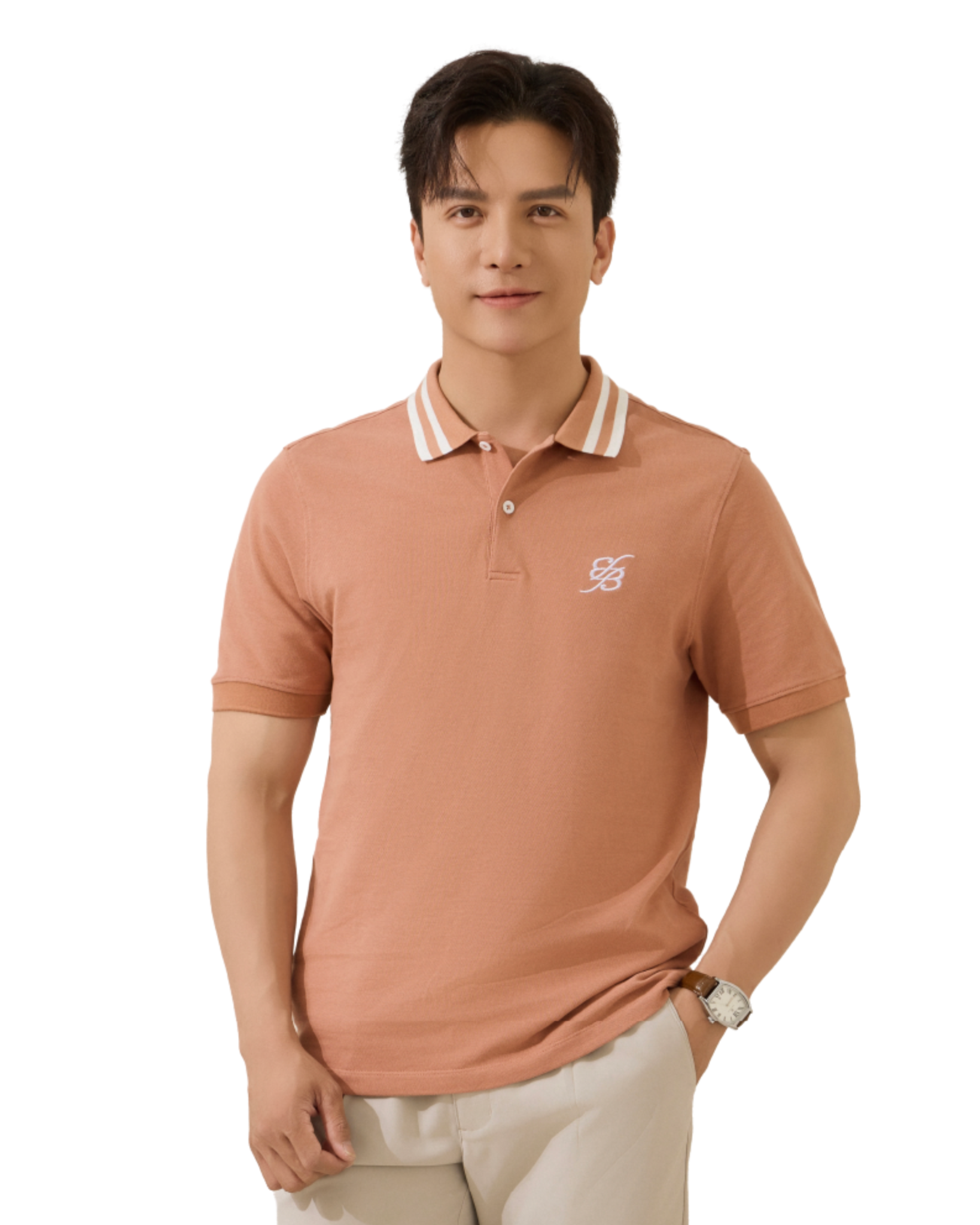  Áo Polo Cam, Dáng Slimfit, Chống Nhăn, Bền Màu 9APCB540CAM 