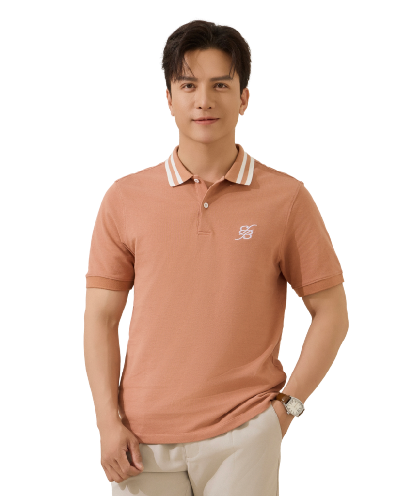  Áo Polo Cam, Dáng Slimfit, Chống Nhăn, Bền Màu 9APCB540CAM 
