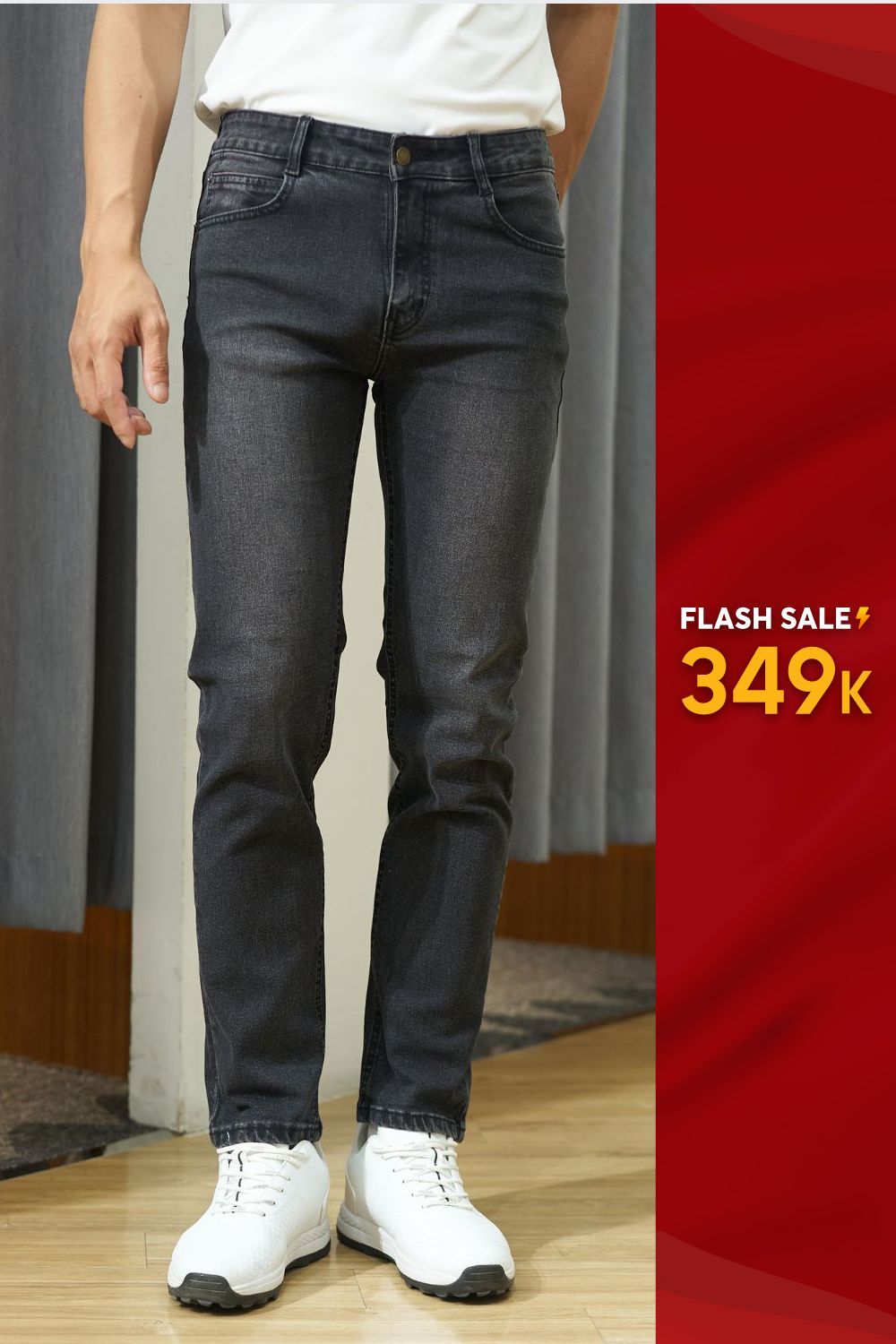  [Giảm 36%] Quần Jeans Cao Cấp Bền Màu, Chống Nhăn, Co Giãn 8QBDB004DEN 