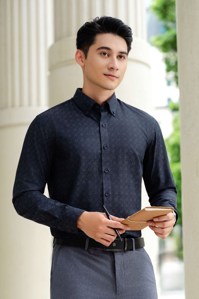  Áo Sơ Mi Ghi Tối Dài Tay Gracell Kháng Khuẩn Tốt 7SMDH323GHT 