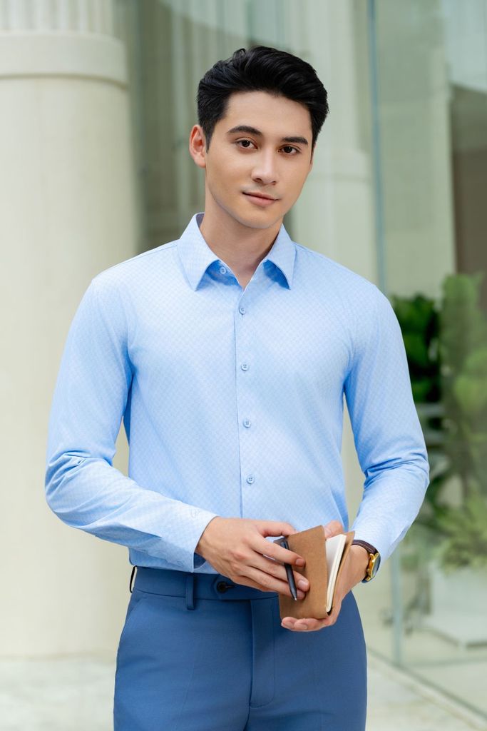  Áo Sơ Mi Xanh Dài Tay Gracell Kháng Khuẩn 8SMDH429XNH 