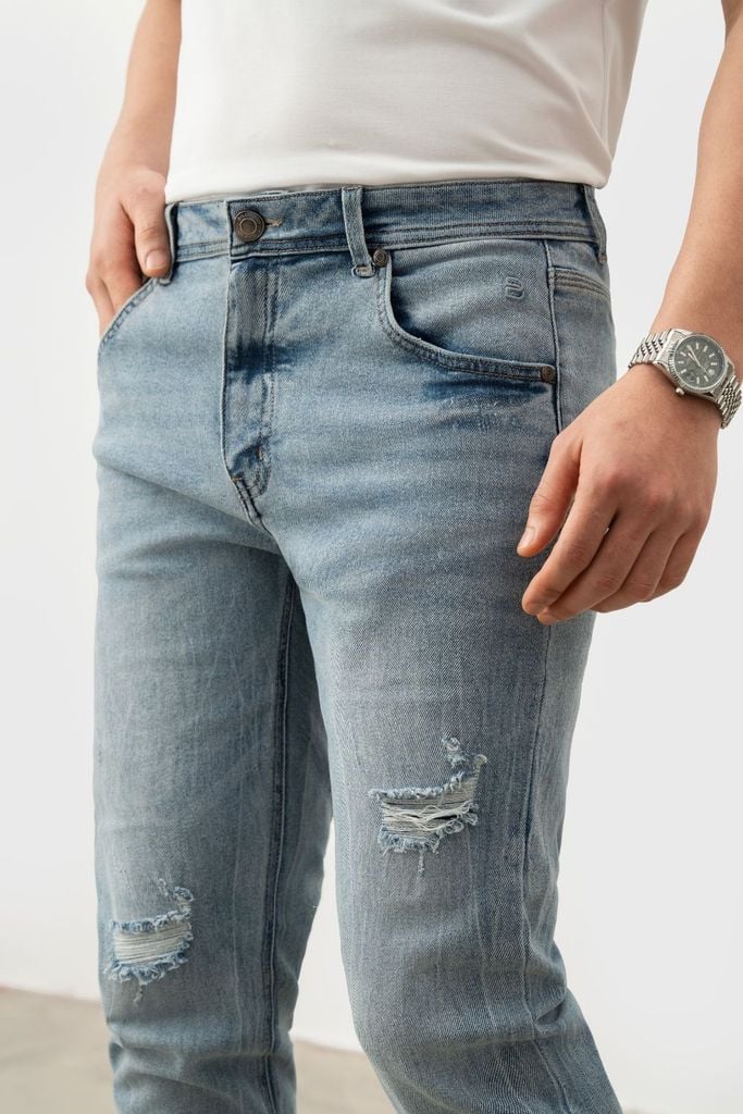  Quần Jeans Xanh Cao Cấp Bền Màu, Co Dãn, Thấm Hút Tốt 6QBDT001XNH 