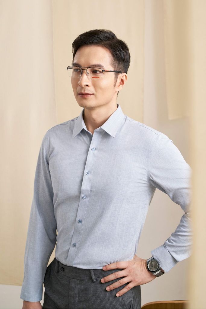  Áo Sơ Mi Ghi Sáng Dài Tay Từ Sợi Tre Chống Tia UV SMDB008GHS 