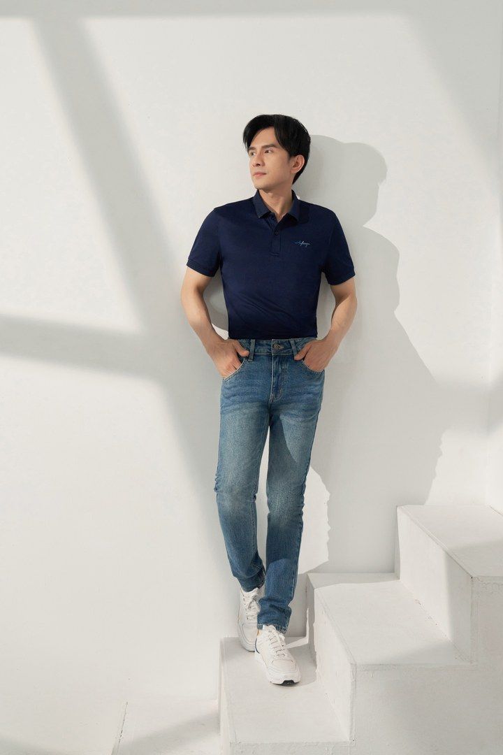  Áo Polo Nam Slimfit Blue Pique 6APCB009TTS 