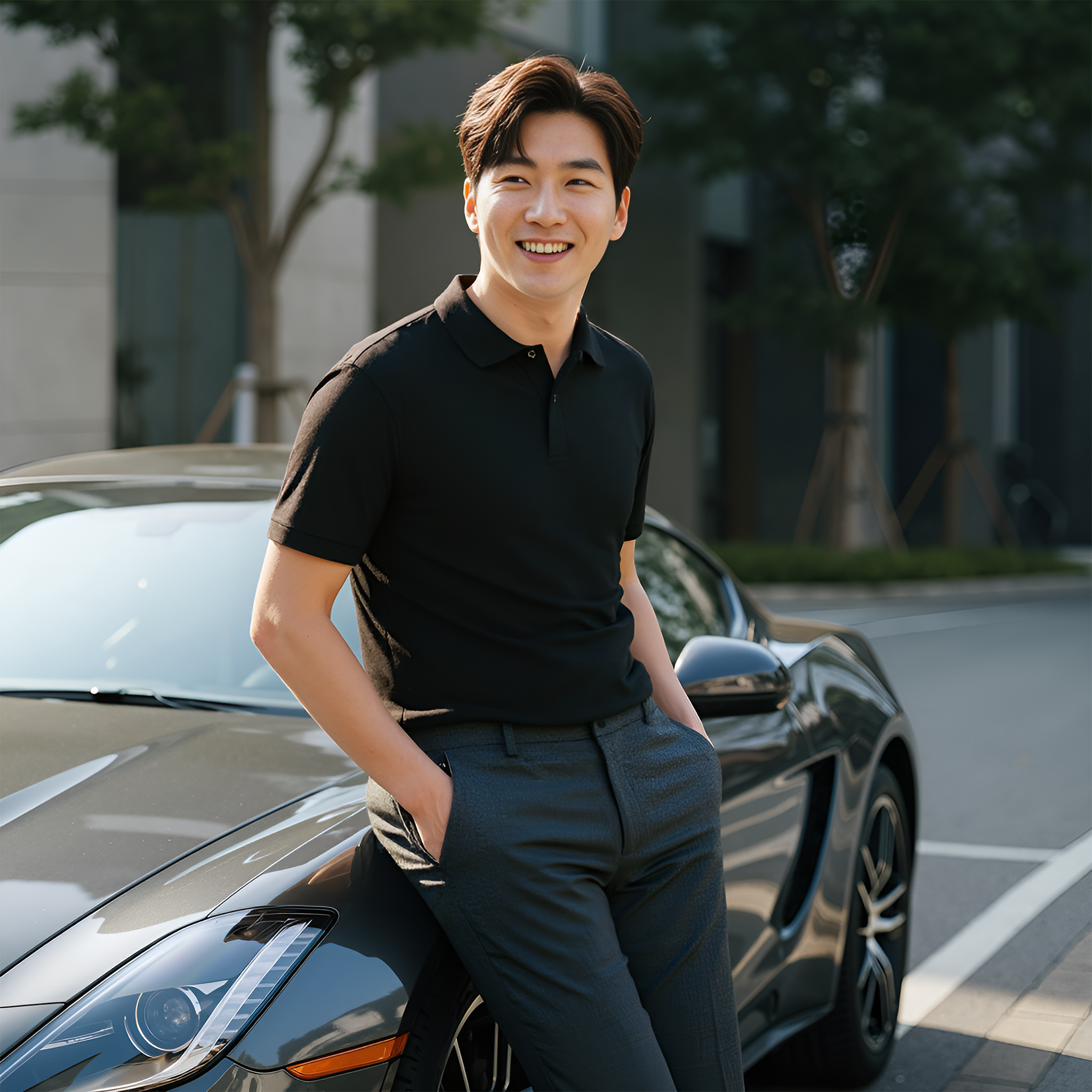  Áo Polo Đen Basic, Thân Thiện Với Làn Da, Kháng Khuẩn, Chống Nhăn, Bền Màu 8APCB436DEN 