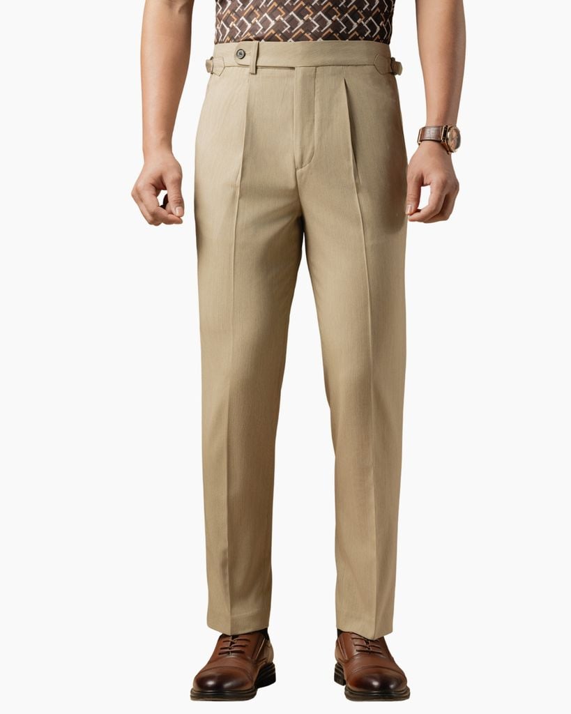  Quần Tây Be Vàng Cạp Sidetab Bền Màu, Chống Nhăn, Chống Bám Bẩn 8QAUT411BEV 