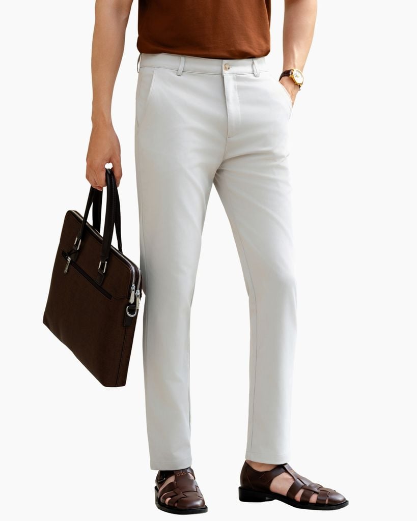  Quần Kaki Dài Be Thiết Kế Basic Bền Màu, Co Giãn 8QKKT401BEI 