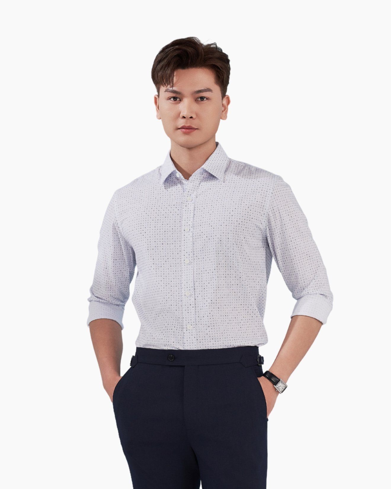  Áo Sơ Mi Trắng Hoạ Tiết Cao Cấp, Chống Nhăn, Kháng Khuẩn 8SMDH434TRK 