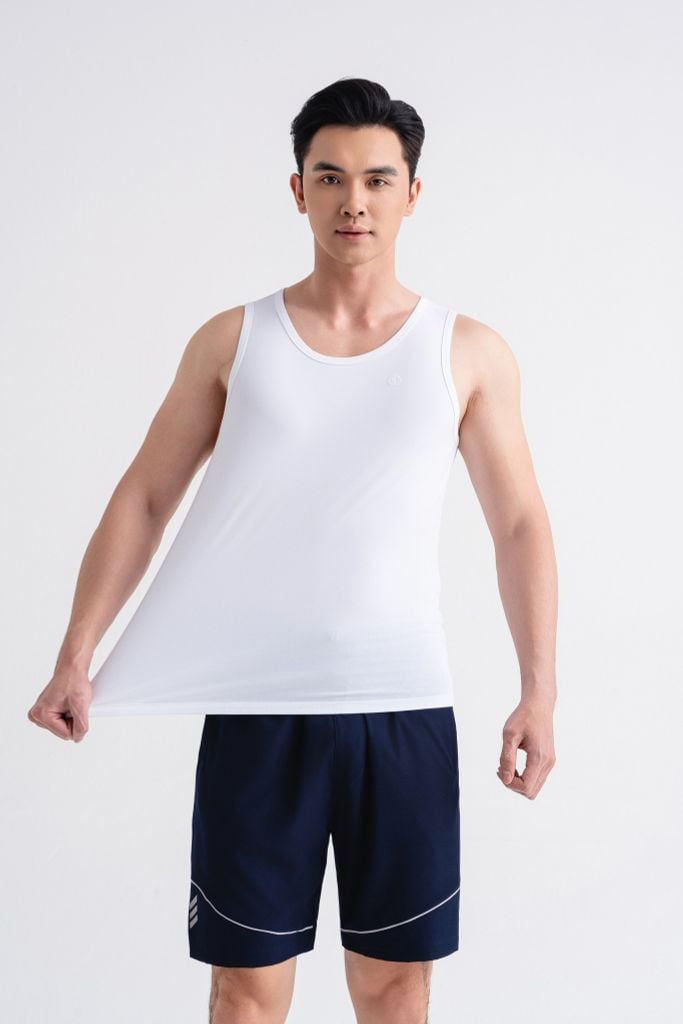  Áo Ba Lỗ Trắng Cơ Bản Co Giãn 9ABLB501TRK 