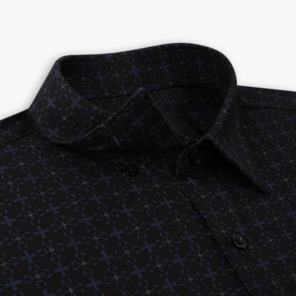  Áo Sơ Mi Đen Hoạ Tiết, Cao Cấp, Chống Nhăn, Kháng Khuẩn 9SMDH555DEN 