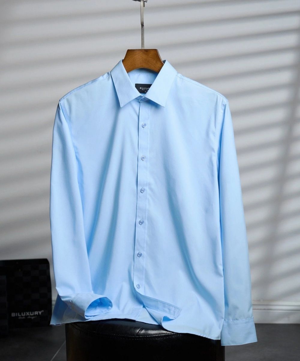  [SALE] Áo Sơ Mi Xanh Dài Tay Cao Cấp, Chống Nhăn, Kháng Khuẩn 9SMDB547XAH 