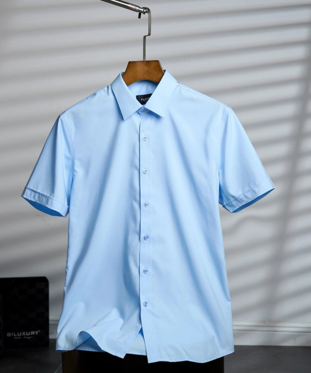  [SALE] Áo Sơ Mi Xanh Cộc Tay Cao Cấp, Chống Nhăn, Kháng Khuẩn 9SMCB548XAH 