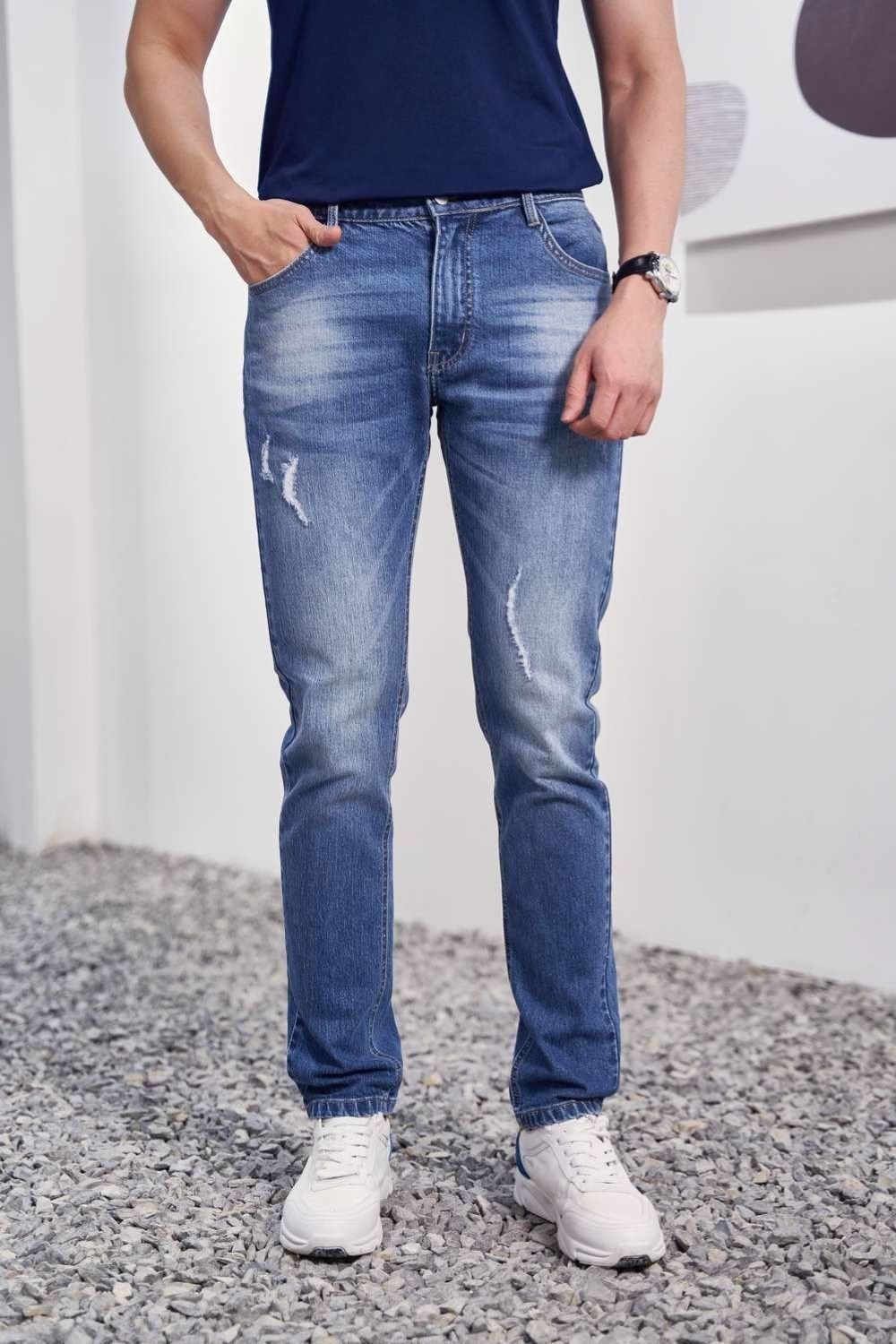  Quần Jeans Nam 6QBDT008XAH rách Wash sáng màu 