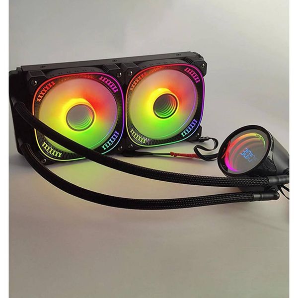 Tản Nhiệt Nước All in One Coolmoon IceMoon Tản TY1/WF1/ Y1 có báo nhiệt 240 đen Led ARGB Gương Vô Cực ,có bản hiển thị nhiệt độ