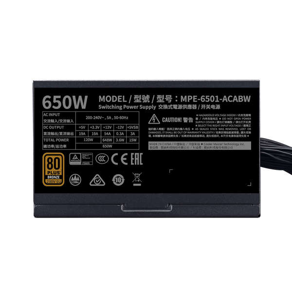 Nguồn máy tính Cooler Master MWE 650 Bronze 230V - V2
