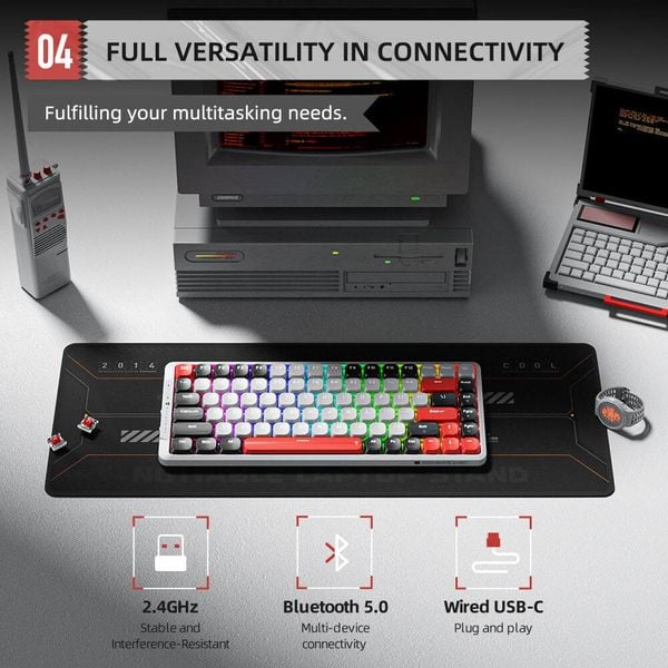 Bàn phím Machenike Air50-B84W Tri-Mode RGB