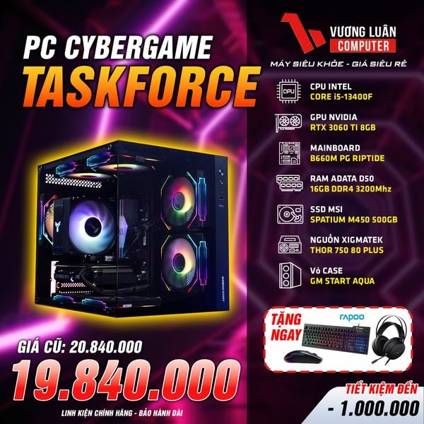 PC Gaming Intel Core i5-13400F TRAY| RAM 16G| SSD MSI 500Gb| VGA RTX 3060ti 8GB