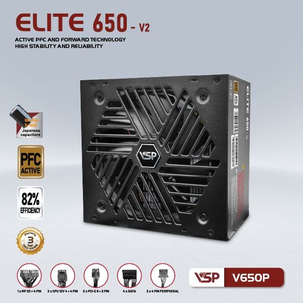 BỘ NGUỒN CÔNG SUẤT THỰC VSP ELITE ACTIVE PFC V650P - V2