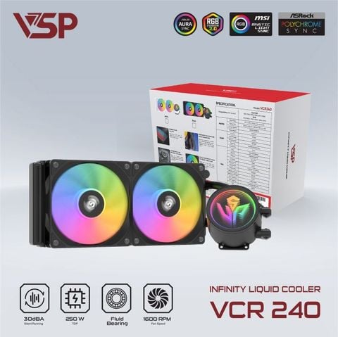 Tản nhiệt nước VSP Infinity Liquid Cooler VCR-240 - Đen