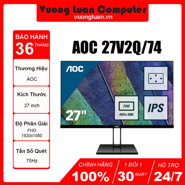 Màn hình máy tính AOC 27V2Q/74 27inch/ IPS/75Hz/5ms/250 NITS