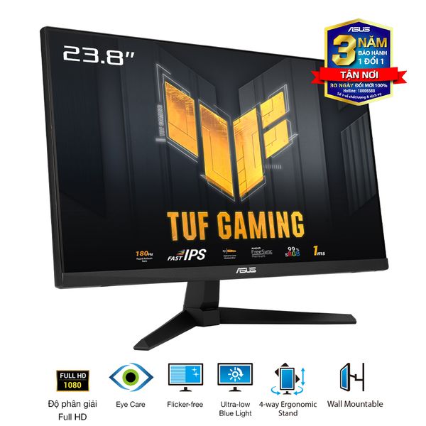 Màn Hình Gaming ASUS TUF VG249Q3A (23.8 inch - FHD - Fast IPS - 180Hz - 1ms - ELMBSync - GSync - FreeSync)