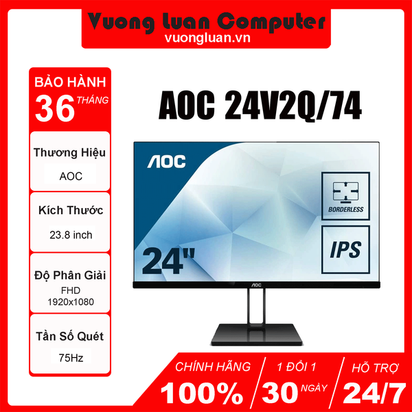 Màn hình AOC 24V2Q/74 (23.8 inch - FHD - IPS - 75Hz - 5ms - 250nits  - HDMI+DP)