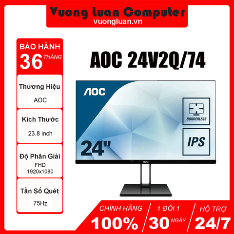 Màn hình AOC 24V2Q/74 (23.8 inch - FHD - IPS - 75Hz - 5ms - 250nits  - HDMI+DP)
