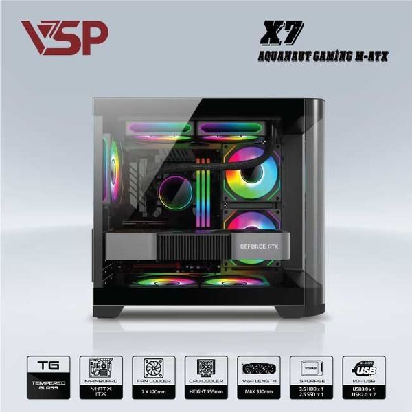 VỎ CASE AQUANAUT PRO GAMING M-ATX X7